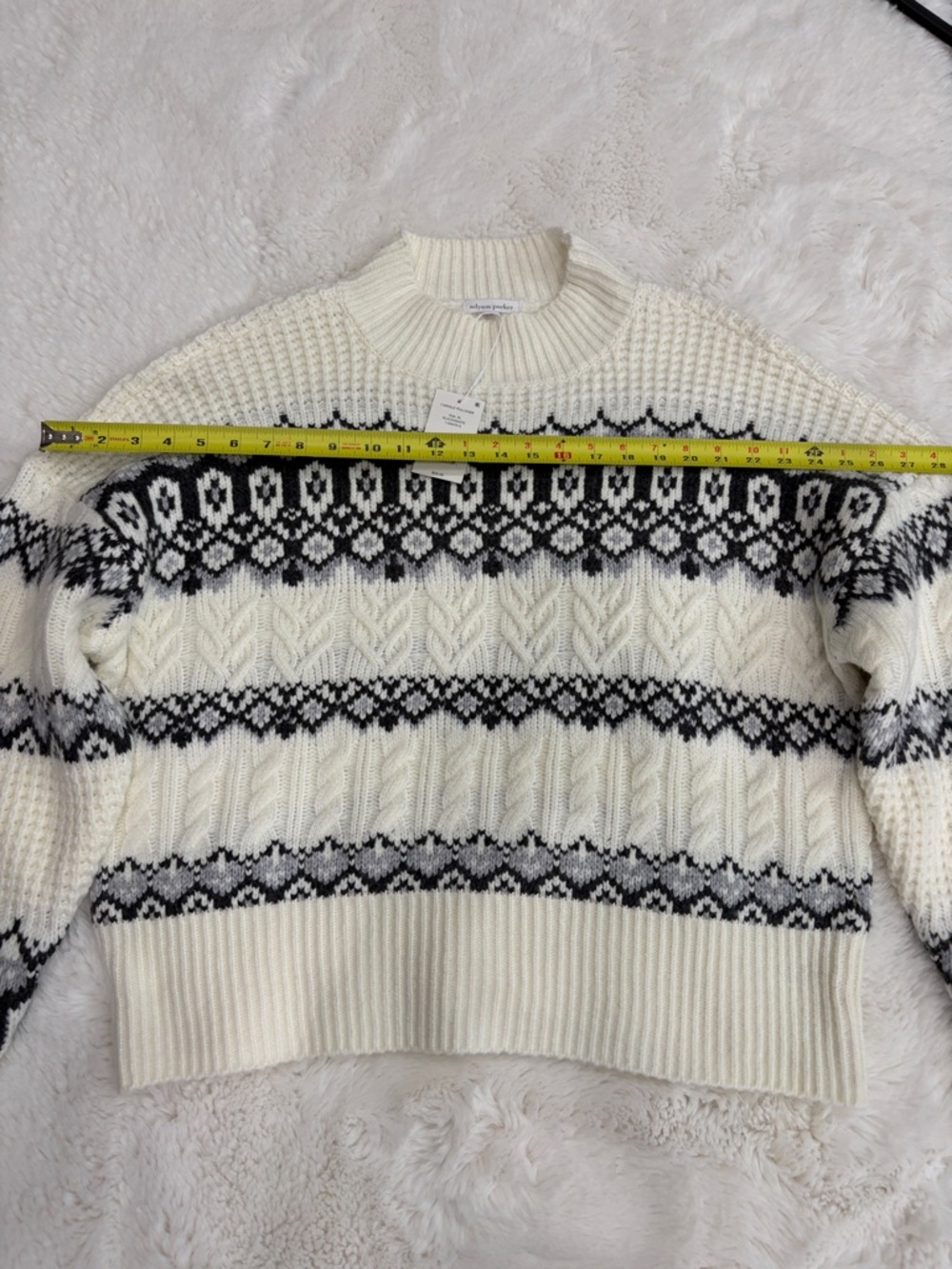 Adyson Parker,Size XL,Women’s Cream Nordic Cable Knit Sweater - Picture 8 of 14